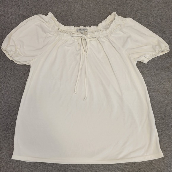 Green Envelope Tops - Green Envelope Los Angeles Cream Modal Blend Puff Sleeve Peasant Blouse Large